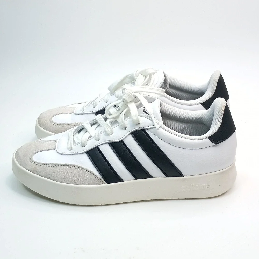 Adidas VL Court 3.0 Sneakers Women Size 9 White Black Leather IH1229